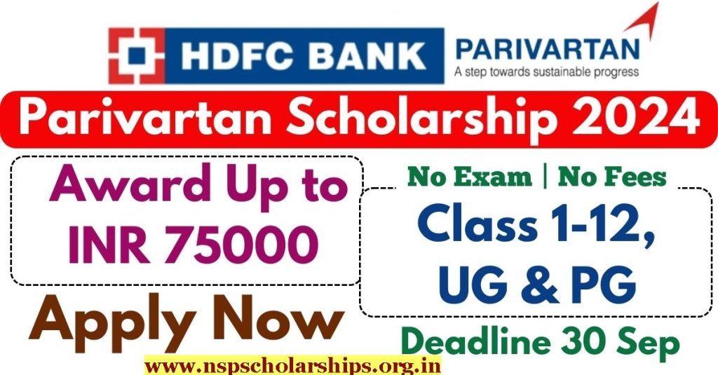 HDFC Parivartan Scholarship for Postgraduate Students